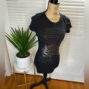 HTF Rare Vintage OG Juicy Couture Small Black Silver Tree Tshirt